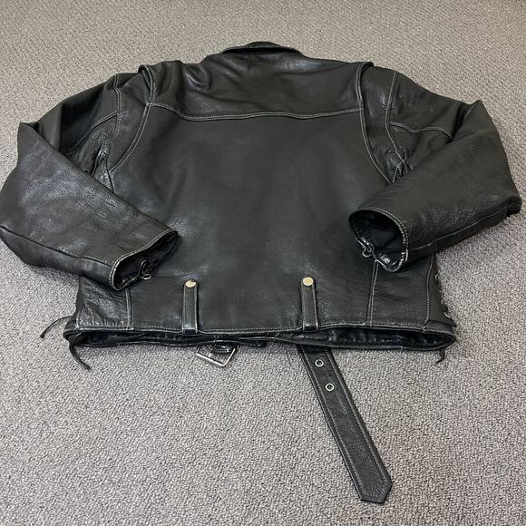 Ripples Jacket Mens Size M Vintage 90s Distressed Leather Punk Motorcycle Heavy - Picture 5 of 9